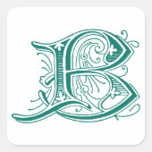Letter B Monogram Vierkante Sticker (Voorkant)