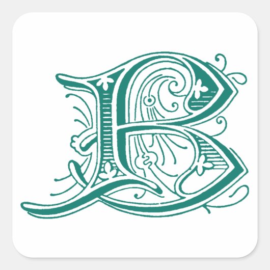 Letter B Monogram Vierkante Sticker (Voorkant)