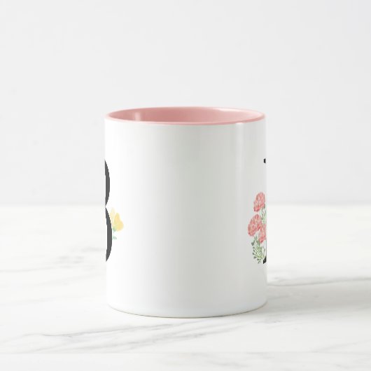 Letter B Monogram Waterverf bloemen afbeelding Mok (Midden)