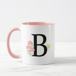 Letter B Monogram Waterverf bloemen afbeelding Mok