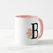 Letter B Monogram Waterverf bloemen afbeelding Mok (Voorkant rechts)