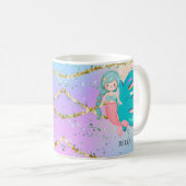 Letter B Monogram Waterverf Cute Mermaid Nursery Koffiemok (Voorkant rechts)