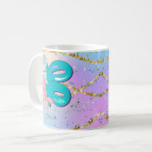 Letter B Monogram Waterverf Cute Mermaid Nursery Koffiemok (Voorkant links)