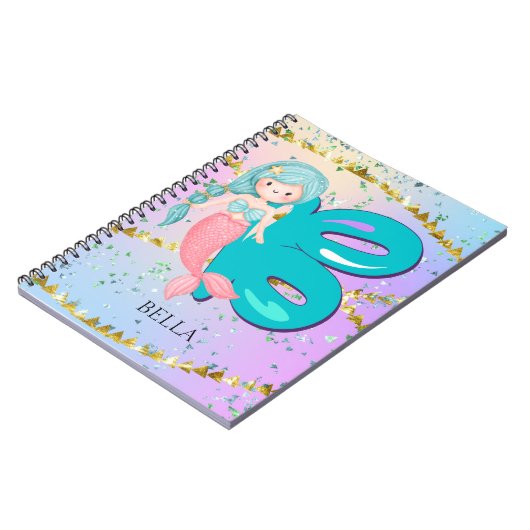 Letter B Monogram Waterverf Cute Mermaid Nursery Notitieboek (Linkerzijde)