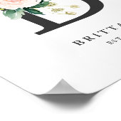 Letter B Monogram Waterverf Perzikflessen urserij Poster (Hoek)