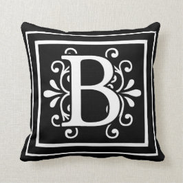 Letter B Monogram zwart Kussen