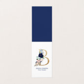 Letter B Navy-Blue & roze jachthaven bloei bloemen Visitekaartje (Buitenkant ongevouwen)