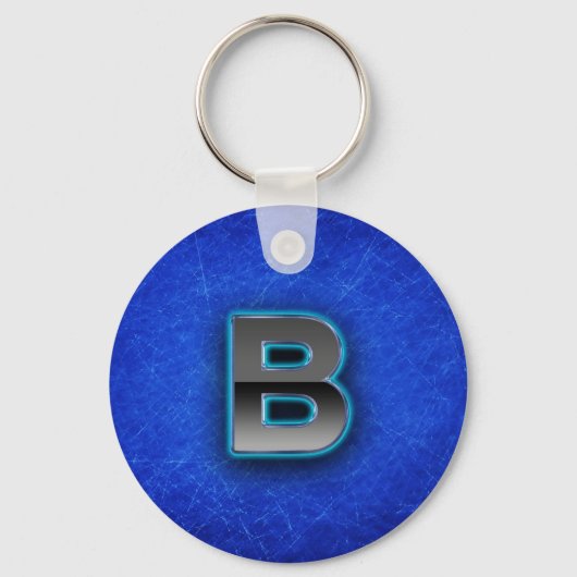 Letter B - neon blauwe editie Sleutelhanger (Voorkant)