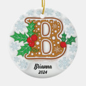 Letter B op maat gemaakte kerst-monogramornament Keramisch Ornament (Voorkant)