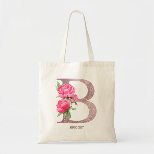 Letter B Persoonlijke naam monogram bridesmaid Tote Bag (Voorkant)