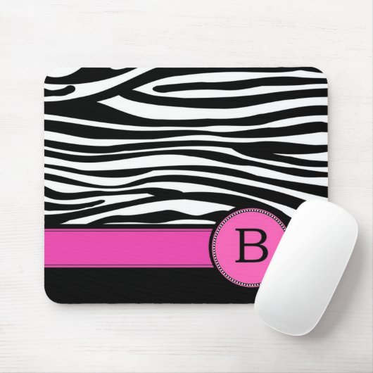 Letter B roze Monogram Zebra Muismat (Met muis)