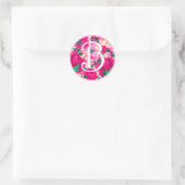 Letter B Roze Waterverf Bloemencirkel Monogram Ronde Sticker (Tas)