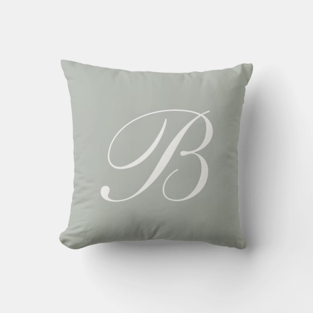Letter B Silver Gray Monogram Pillow Kussen (Voorkant)