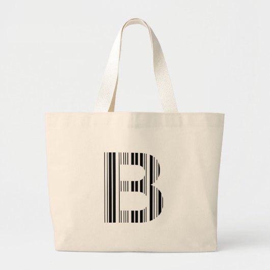 LETTER B STREEPJESCODE Eerste Initiaal Barcode Pat Grote Tote Bag (Voorkant)