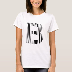 LETTER B STREEPJESCODE Eerste Initiaal Barcodepatr T-shirt