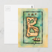 Letter B Treasure Map Briefkaart (Voorkant / Achterkant)