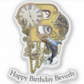 Letter B Verjaardag aanpasbare Sticker (Voorkant)