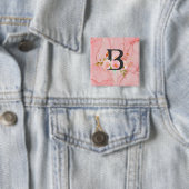 Letter B Vierkante Button 5,1 Cm (In situ)
