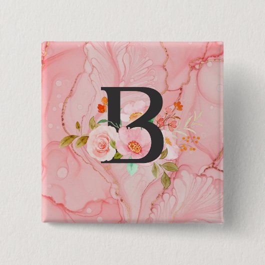 Letter B Vierkante Button 5,1 Cm (Voorkant)