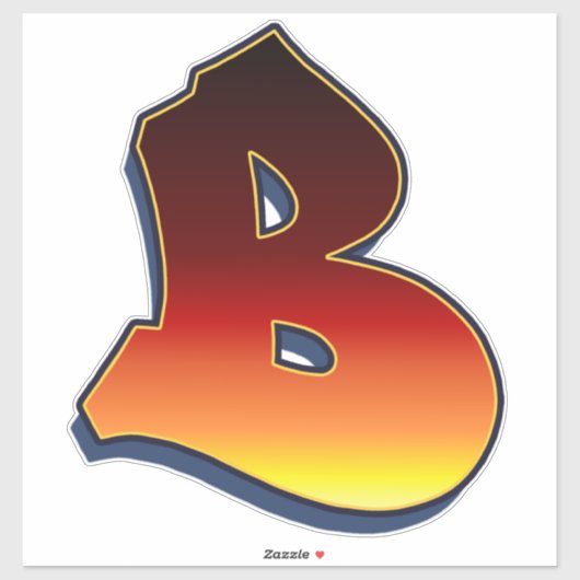 Letter B - vlammen Sticker (Vel)