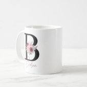 letter b Watercolor floral coffee mug Koffiemok (Voorkant links)