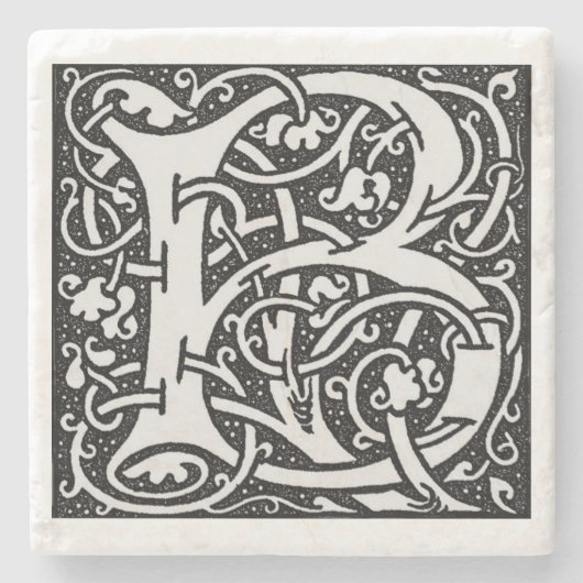 Letter 'B' William Morris Design Square Stenen Onderzetter (Voorkant)