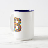 Letter B with sunflowers mug Tweekleurige Koffiemok (Voorkant links)