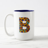 Letter B with sunflowers mug Tweekleurige Koffiemok (Links)