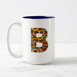 Letter B with sunflowers mug Tweekleurige Koffiemok