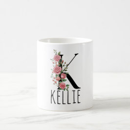 Letter BirthFlower Monogram Name Mug Koffiemok