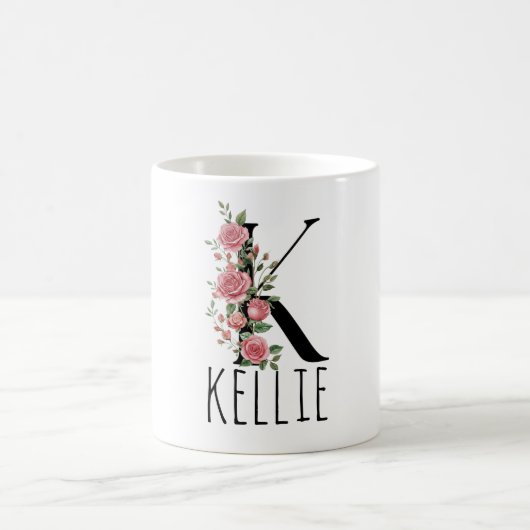 Letter BirthFlower Monogram Name Mug Koffiemok (Center)