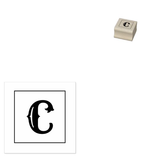 Letter C 1 inch rubberen stempel (Gestempeld)