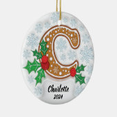 Letter C Aangepast kerstmonogram Ornament (Rechts)