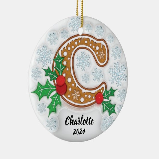 Letter C Aangepast kerstmonogram Ornament (Rechts)