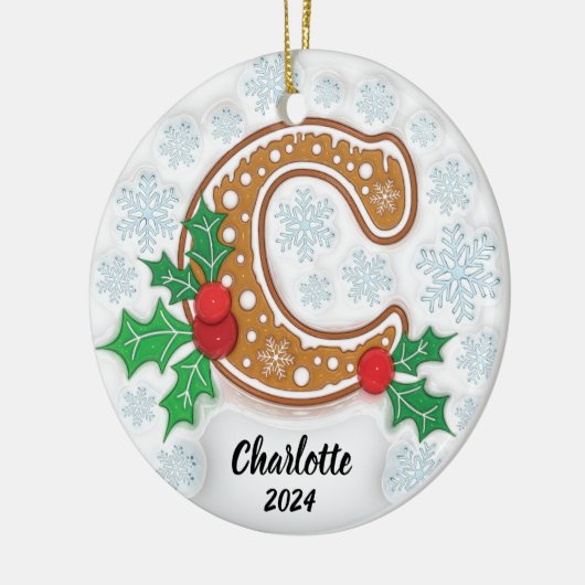 Letter C Aangepast kerstmonogram Ornament (Links)