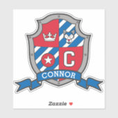 Letter C aangepaste naam Connor wolf ridders crest Sticker (Vel)