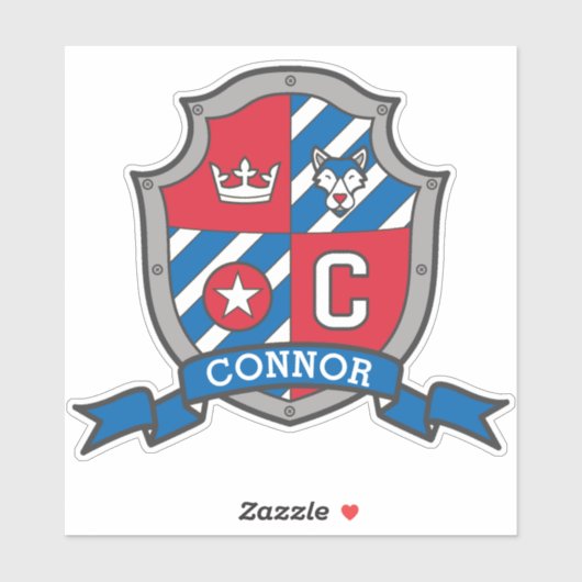 Letter C aangepaste naam Connor wolf ridders crest Sticker (Vel)
