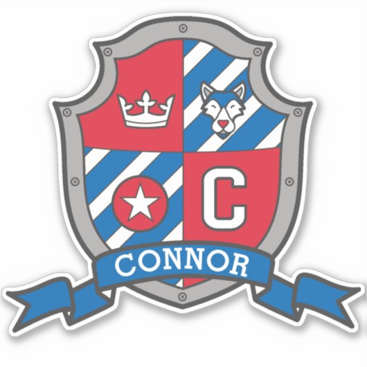 Letter C aangepaste naam Connor wolf ridders crest Sticker (Voorkant)