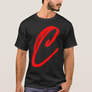 Letter C Alfabet Grote Rode Grafische Initiaal T-shirt