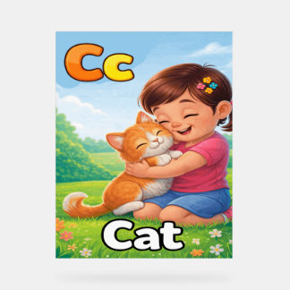 Letter C Alfabetposter – C is voor Kat Schattige K Acryl Bord
