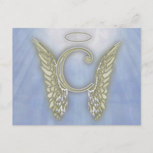 Letter C Angel Monogram Briefkaart