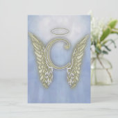 Letter C Angel Monogram Kaart (Staand voorkant)