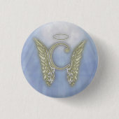 Letter C Angel Monogram Ronde Button 3,2 Cm (Voorkant)