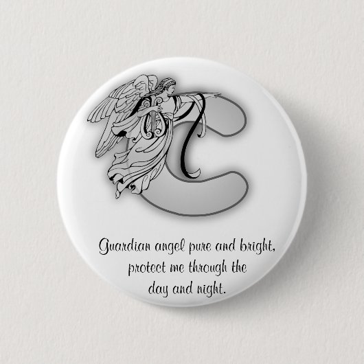 Letter C-angelmonogram alfabet Ronde Button 5,7 Cm (Voorkant)