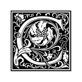 Letter C art nouveau black and white Tegel Zelfinktende Stempel