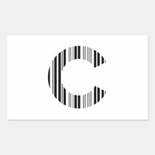 LETTER C BAR CODE Eerste Initiaal Barcodepatroon Rechthoekige Sticker