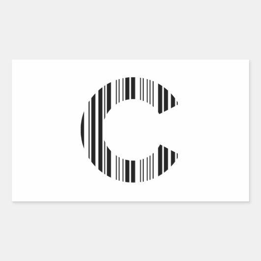 LETTER C BAR CODE Eerste Initiaal Barcodepatroon Rechthoekige Sticker (Voorkant)