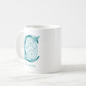 Letter C Blauwgroen Monogram Modern Naam Koffiemok (Voorkant links)