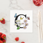Letter C Bloem Vlinder Monogram Initiaal Servet (Insitu)