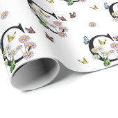 Letter C Bloemenschildering Waterverf Vlindermonog Cadeaupapier (Rol Hoek)